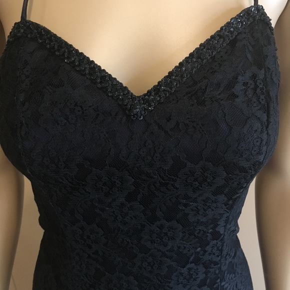 Vintage Black Lace Fishtail Gown - Picture 2 of 6